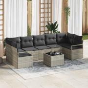 vidaXL Trädgårdsoffset 8 pcs Ljusgrå och mörkgrå 55 x 55 x 37 cm