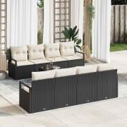 vidaXL Trädgårdsoffset med kudde 9 pcs Svart, Grädde 55 x 55 x 37 cm