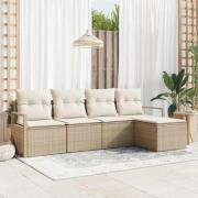 vidaXL Trädgårdsoffset med kudde med lagring 5 pcs Beige, Kräm