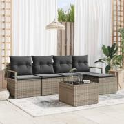 vidaXL Trädgårdsoffset 6 pcs Ljusgrå Poly Rattan, Pulverlackerat Stål