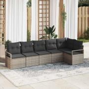 vidaXL Trädgårdsoffset 6 pcs Grå Poly Rattan och Pulverlackerad Stål