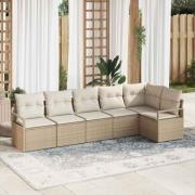 vidaXL Trädgårdsoffset med kudde med lagring 6 pcs Beige, Kräm