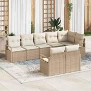 vidaXL Trädgårdsoffset med kudde med lagring 8 pcs Beige, Kräm