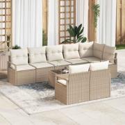 vidaXL Trädgårdsoffset med kudde med lagring 9 pcs Beige, Kräm