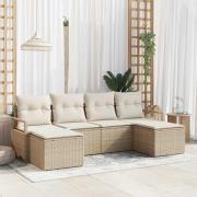 vidaXL Trädgårdsoffset med kudde 6 pcs Beige och gräddfärgad