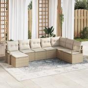 vidaXL Trädgårdsoffset med kudde med lagring 8 pcs Beige, Kräm