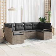 vidaXL Trädgårdsoffset 6 pcs Grå Poly Rattan, Pulverlackerat Stål