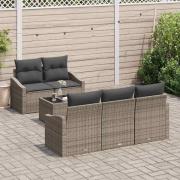 vidaXL Trädgårdsoffset med kudde med lagring 6 pcs Grå 55 x 55 x 37 cm