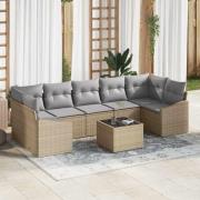 vidaXL Trädgårdsoffset med kudde 8 pcs Beige och Grå 55 x 55 x 37 cm