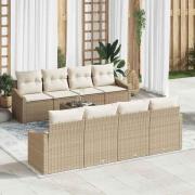 vidaXL Trädgårdsoffset 7 pcs Beige och gräddfärgad 55 x 55 x 37 cm