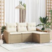 vidaXL Trädgårdsoffset med kudde med lagring 4 pcs Beige, Kräm