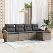 vidaXL Trädgårdsmöbelset 5 pcs Grå Poly Rattan, Pulverlackerat Stål