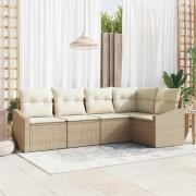 vidaXL Trädgårdsmöbelset med kudde 5 pcs Beige och gräddfärgad