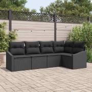 vidaXL Trädgårdsmöbelset 5 pcs Svart Poly Rattan, Pulverlackerat Stål