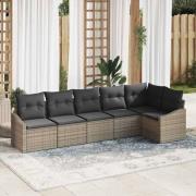 vidaXL Trädgårdsmöbelset 6 pcs Grå Poly Rattan, Pulverlackerat Stål