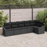 vidaXL Trädgårdsmöbelset med kudde med lagring 6 pcs Svart