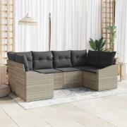 vidaXL Trädgårdsoffset 6 pcs Ljusgrå Poly Rattan, Pulverlackerat Stål