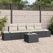 vidaXL Trädgårdsoffset med kudde 5 pcs Svart och kräm 55 x 55 x 37 cm