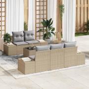 vidaXL Trädgårdsoffset med kudde 6 pcs Beige och Grå 55 x 55 x 37 cm
