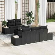 vidaXL Trädgårdsoffset med kudde Manuell 6 pcs Svart 55 x 55 x 37 cm