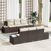 vidaXL Trädgårdsoffset med kudde 7 pcs Brun och Kräm 55 x 55 x 37 cm