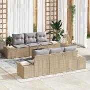 vidaXL Trädgårdsoffset med kudde 7 pcs Beige och Grå 55 x 55 x 37 cm