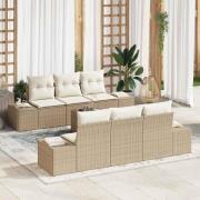 vidaXL Trädgårdsoffset med kudde 7 pcs Beige, Kräm 55 x 55 x 37 cm