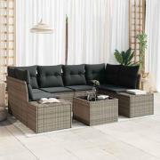 vidaXL Trädgårdsoffset med kudde med lagring 7 pcs Grå 55 x 55 x 37 cm
