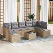 vidaXL Trädgårdsoffset med kudde 8 pcs Beige, grå 55 x 55 x 37 cm