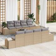 vidaXL Trädgårdsoffset med kudde 7 pcs Beige och Grå 55 x 55 x 37 cm