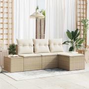 vidaXL Trädgårdsoffset med kudde 4 pcs Beige och gräddfärgad