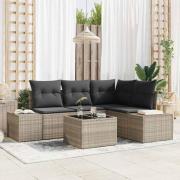 vidaXL Trädgårdsoffset 5 pcs Ljusgrå Poly Rattan, Pulverlackerat Stål
