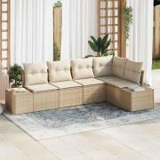 vidaXL Trädgårdsoffset med kudde med lagring 5 pcs Beige, Kräm