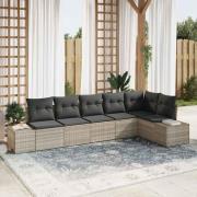 vidaXL Trädgårdsoffset 6 pcs Ljusgrå Poly Rattan, Pulverlackerat Stål