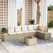 vidaXL Trädgårdsoffset med kudde 7 pcs Beige och gräddfärgad