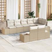 vidaXL Trädgårdsoffset 8 pcs beige och gräddvit 319 x 154 x 85 cm