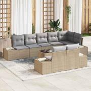 vidaXL Trädgårdsoffset 9 pcs beige och ljusgrå 319 x 154 x 85 cm