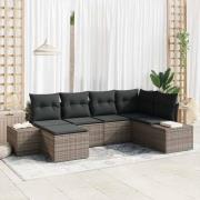 vidaXL Trädgårdsoffset 6 pcs Grå 264 x 154 x 85 cm Poly rattan