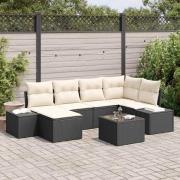 vidaXL Trädgårdsoffset 7 pcs Svart och gräddvit 264 x 154 x 85 cm