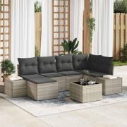 vidaXL Trädgårdsoffset 7 pcs Ljusgrå 264 x 154 x 85 cm Poly rattan