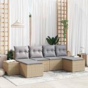 vidaXL Trädgårdsoffset 6 pcs beige och ljusgrå 184 x 62 x 85 cm