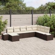 vidaXL Trädgårdsoffset 8 pcs Brun och gräddvit 319 x 209 x 85 cm
