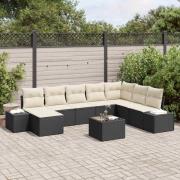vidaXL Trädgårdsoffset 9 pcs Svart och gräddvit 319 x 209 x 85 cm