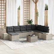 vidaXL Trädgårdsoffset 9 pcs Ljusgrå 319 x 209 x 85 cm Poly rattan