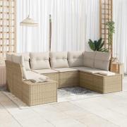 vidaXL Trädgårdsoffset 6 pcs beige och gräddvit 234 x 154 x 85 cm