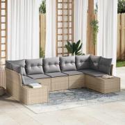 vidaXL Trädgårdsoffset 7 pcs beige och ljusgrå 289 x 154 x 85 cm