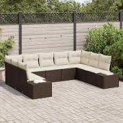 vidaXL Trädgårdsoffset 9 pcs Brun och gräddvit 289 x 209 x 85 cm