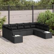 vidaXL Trädgårdsoffset 9 pcs Svart 289 x 209 x 85 cm Poly rattan
