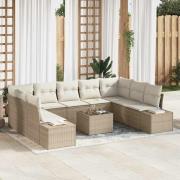 vidaXL Trädgårdsoffset 10 pcs beige och gräddvit 289 x 209 x 85 cm