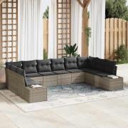 vidaXL Trädgårdsoffset 10 pcs Grå 344 x 209 x 85 cm Poly rattan